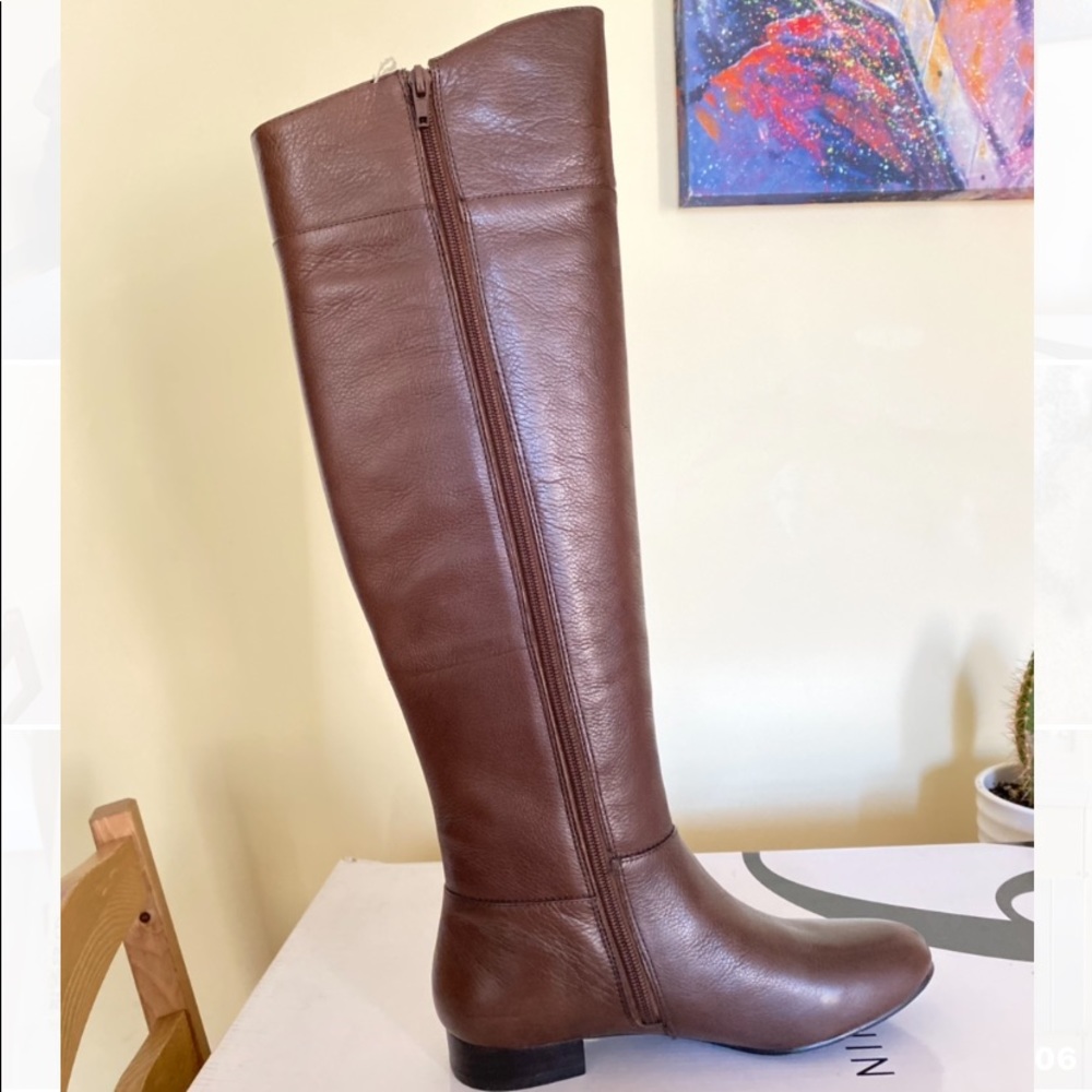 Nine West over the knee brown leather boots size 6